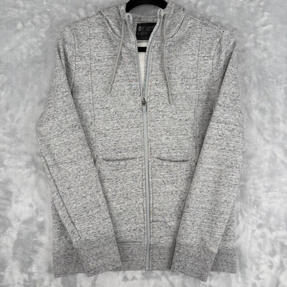 Figs Hoodie Women Small Scrub Gray On Shift Full Zip Medical Nurse Sweater Logo - Picture 2 of 16